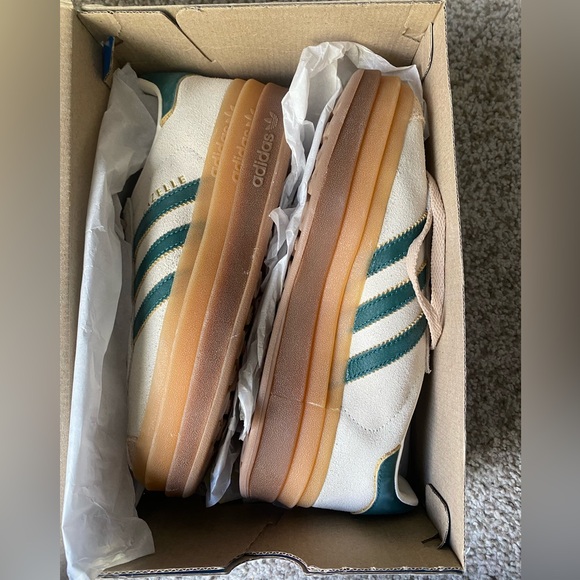 adidas Shoes - adidas White and Green Athletic Shoes